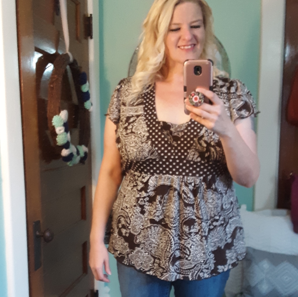 Brown floral pattern top